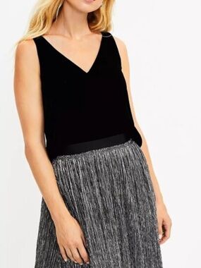 Loft Velvet Double V Shell Tank (Black)